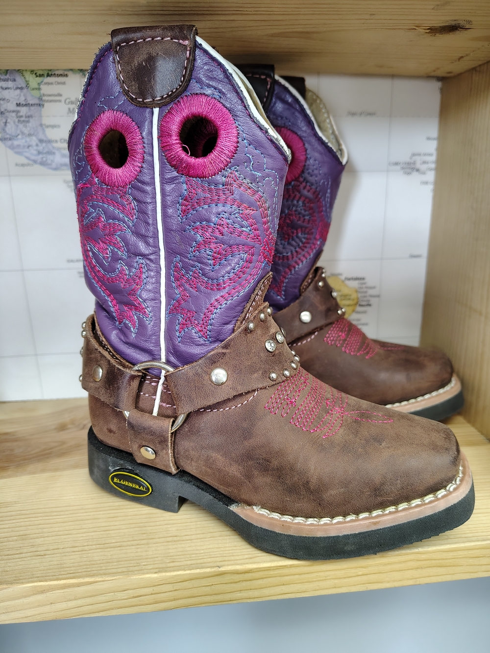 El General Bufalito Leather Cowboy Boots-Toddler Size 7